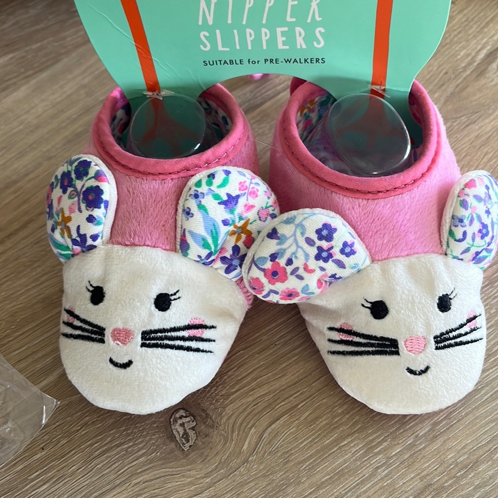 Joules Pink Mouse Slippers for Kids